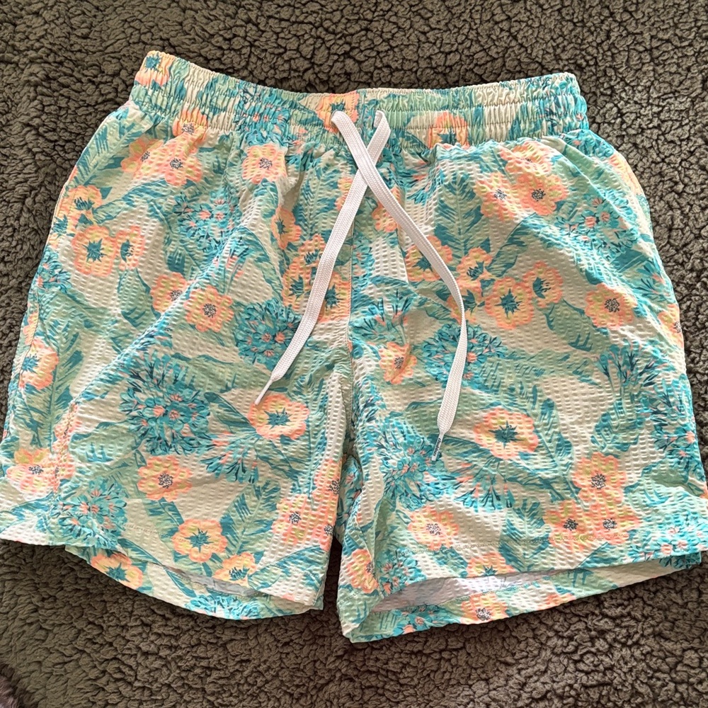 Chubbies Floral Print Swim Trunks - Green and Orange